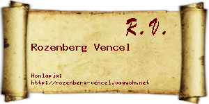 Rozenberg Vencel névjegykártya